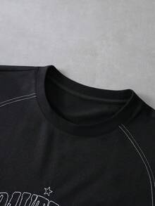 PAVTROS Bộ áo thun nam thêu họa tiết theo phong cách tối giản. - màu đen - Xem 6