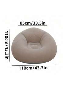 1 Inflatable Sofa, Inflatable Lazy Sofa, PVC Single-Person Ball-Shaped Sofa, Foldable Outdoor Lounge Chair (Bulk Items May Have Gray Or Black Bottoms, Sent Randomly) - Khaki - View 7