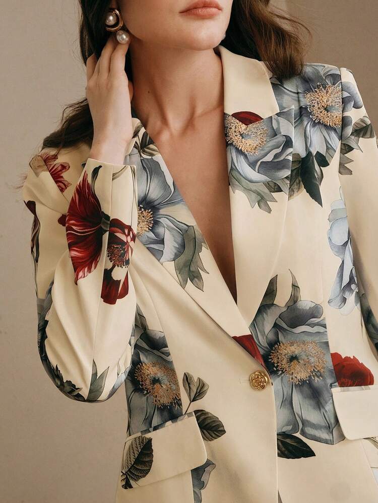 Conjunto de pantalones elegantes y de alta gama con estampado floral y ajuste ceñido para mujer, adecuado para salir, fiestas y ocasiones formales