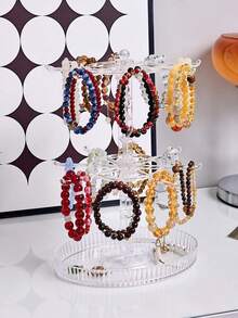 1 pieza Estante de almacenamiento giratorio de varios niveles, soporte ajustable de 2/3 niveles para pulseras transparente, expositor de joyas de escritorio multifuncional negro para collares, pulseras, pendientes, colgantes, lazos para el cabello, organizador giratorio de escritorio, torre expositora de joyas, organizador de mostrador minorista, decoración de habitación - Multicolor - Ver 6