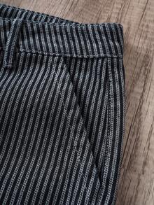 Manfinity Joysei Pantalones cortos de carga de mezclilla con rayas verticales blancas y negras para hombre - Blanco y Negro - Ver 3