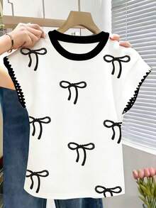 Resyla 女士蝴蝶结印花夏季T恤 - 彩色 - 查看 5