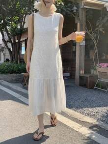 DAZY 少女休闲无袖连衣裙 - 白色 - 查看 5