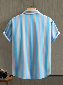 Manfinity Homme Men's Casual Striped Short Sleeve Shirt - Multicolor - View 2