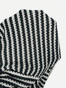 Aloruh 女士休闲条纹蝙蝠袖T恤，夏季 - 黑與白 - 查看 8