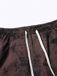 STYNVO Quần short nam kiểu dáng thường ngày, in họa tiết nhuộm tie-dye, có dây rút ở eo và túi. - Cà phê nâu - Xem 3