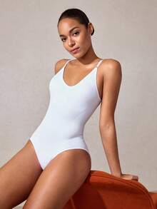 Veilyse Bragas moldeadoras sin costuras de alta elasticidad y efecto adelgazante para mujer, color blanco, para verano - Blanco - Ver 8
