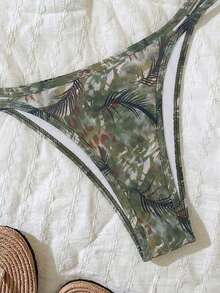 Elavelle 2pcs/Set Women's Random Print Spaghetti Strap Sexy Bikini Set, Summer - Multicolor - View 4