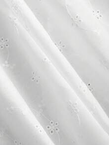 Sweetra Nuevos pantalones largos rectos blancos de verano, con bordado romántico, casual y dulce, con cordón en la cintura - Blanco - Ver 3