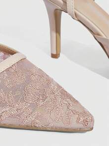 CUCCOO SZL Exquisite Lace High Heels Exude French Elegance And Are Suitable For Dates, Parties, Festivals, Weddings, Holidays, Dances, And Other Occasions. - nude - View 5