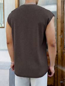 Manfinity Homme 男士口袋圆领休闲针织背心，夏季 - 彩色 - 查看 2