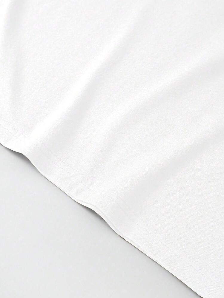 GlowEve CURVE Casual Plus Size T-Shirt Dress White Short With Half Roll Up Sleeves Round Neck And Bow Print - White - View 6