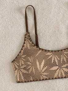 Costavie Women's Swimwear Set, Casual Vacation Double Strap Bikini Two Pieces, Shell Trim Sexy & Elegant Female Swimwear - Coffee Brown - View 6