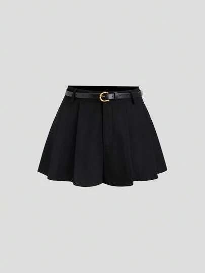 Sweetra Pantalones cortos minimalistas de unicolor casual para mujer, primavera/verano