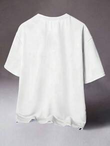 STYNVO 男士字母刺绣图案圆领休闲百搭日常短袖T恤 - 白色 - 查看 2