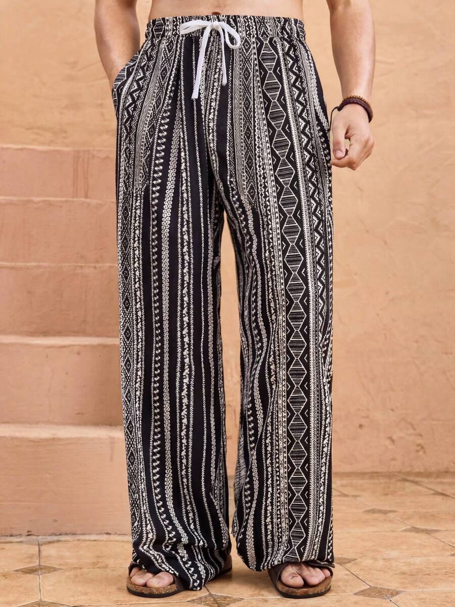 HIMLAND 男士梭织休闲宽松弹力腰直筒裤