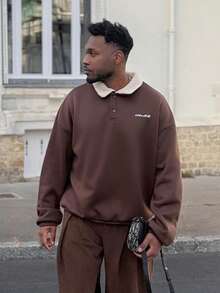 Heavens Edit Men's Knitted Casual Loose Fit Thermal Lined Long Sleeve Sweatshirt, Suitable For Daily Wear, Autumn/Winter - Brown - View 6