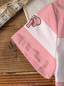 TOM & JERRY X SHEIN Áo thun ngắn tay in hình hoạt hình dành cho bé gái - trắng - Xem 6