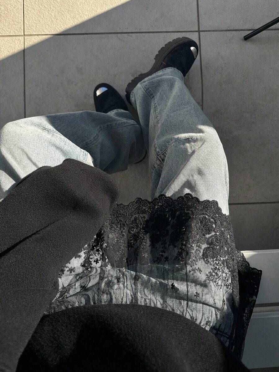 FRIFUL Chân váy ren xếp lớp kiểu dáng thường ngày dành cho nữ, thích hợp cho mùa hè. - màu đen - Xem 1