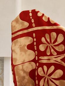 Arave Women's V-Neck Petal Sleeve Waist Cinched A-Line Floral Print Elegant Date Dress - Red - View 9