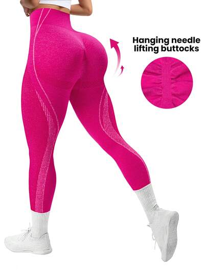 Seamluxe SHEIN Sport Leggings deportivos sin costuras color fucsia
