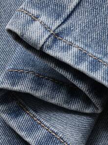 Dazy Plus Damskie jeansy w dużym rozmiarze, jasnoniebieskie, z haftem motylkowym, proste nogawki, odpowiednie na każdą porę roku - Jasny jeans - Zobacz 3