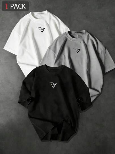 Sport MetroGents Camiseta deportiva de manga corta de corte holgado con estampado geométrico para hombre