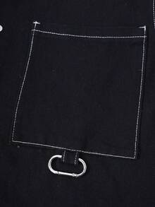 Manfinity Joysei New Casual Black Collar Short Sleeve Jacket - Black - View 4