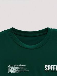 Open Phase 男士标语和赛车印花圆领宽松休闲短袖T恤 - 軍綠色 - 查看 3