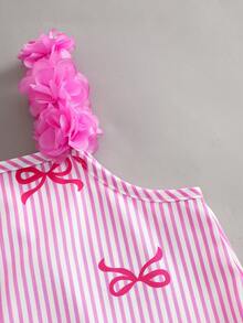 Đầm không tay cho bé gái, có nơ, viền ren, vải in kỹ thuật số, mẫu mới dễ thương cho mùa hè, thích hợp cho đi học và nghỉ lễ. - Màu Hồng Tươi - Xem 8