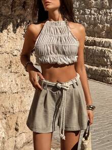 EURMUSE Women Shorts - Beige - View 6