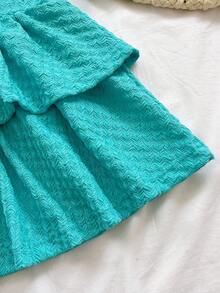 Soleia 春夏度假镂空海星金属抹胸露脐上衣和层叠迷你裙针织纹理两件套，适合度假、约会、下午茶、音乐节、波西米亚风度假等场合。 - 水鴨藍 - 查看 5