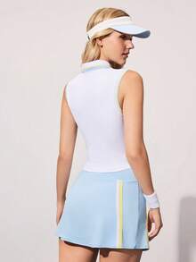CourtClass Polo de tennis ajusté sans manches pour femmes, blanc, pour les sports et exercices en extérieur - Blanc - Voir 2