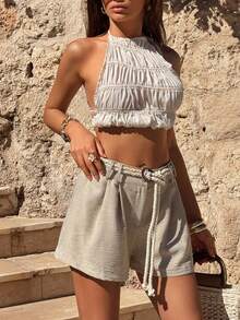 EURMUSE Women Shorts - Beige - View 3