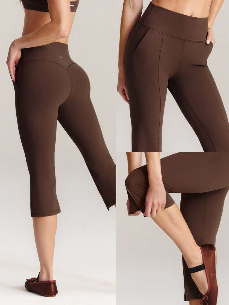 17" FeatherFit™ Whole Lotta Love High-Waisted Tummy Control Side Pockets Heart-Shaped Booty-Lifting Seam Leggings Low Impact Yoga Pilates Studio Gym Workout Daily Active Wear