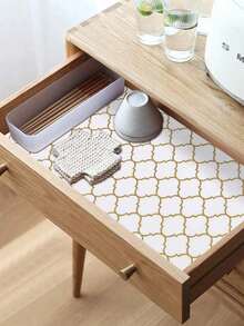 1 Roll Gold Cabinet Liner, Non-Slip EVA Waterproof Shelf Liner For Kitchen Cabinets, Drawers, Refrigerator, Pantry, Bathroom, Easy-To-Clean Drawer Mat, Protective Padding For Shelves - Gold - View 8