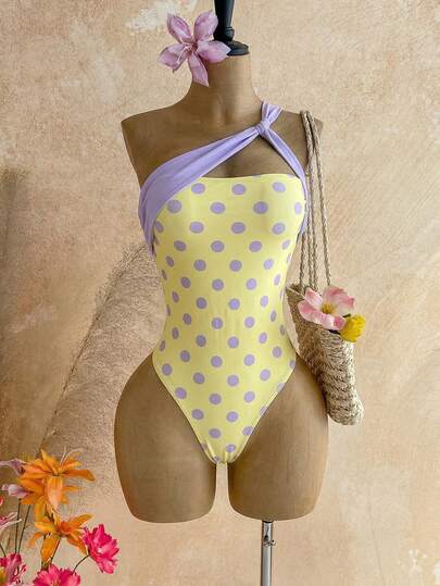 Soleia Traje de baño de una pieza con estampado de lunares para mujer