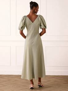 Lilora Đầm tay cánh hoa kẻ sọc thanh lịch dành cho nữ - Nhiều màu - Xem 3