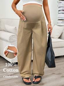 SHEIN Maternity Casual Versatile Commuter Harem Pants Maternity Pants Pregnancy Pants Pregnant Clothes Pregnant Outfits Khaki Pants - Khaki - View 1