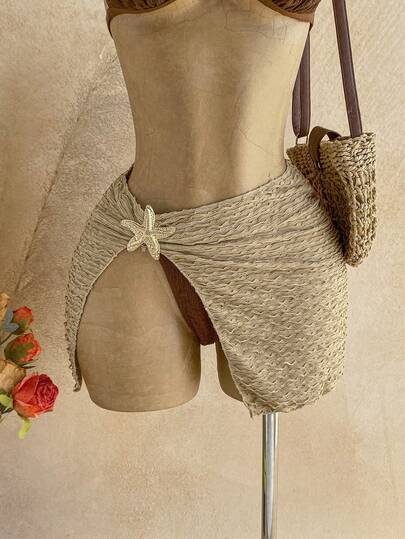 Soleia Women's Beach Vacation Starfish Decor Slit Swimsuit Bottom