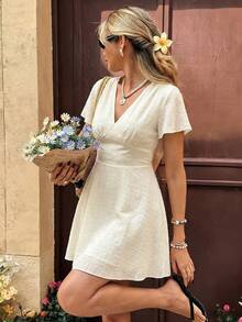 Elyressa Đầm mùa hè dệt kiểu Pháp thanh lịch dành cho nữ - Màu be - Xem 7