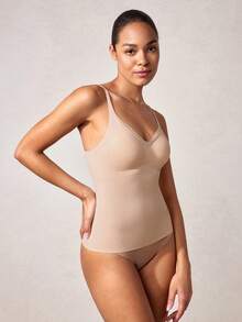 Veilyse Top de tirantes microfibra simple con estiramiento alto inconsútil - Albaricoque - Ver 5