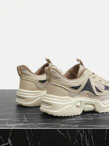 Vate Women's Silver Thick Sole Chunky Sneakers, Comfortable & Breathable - Apricot - View 4