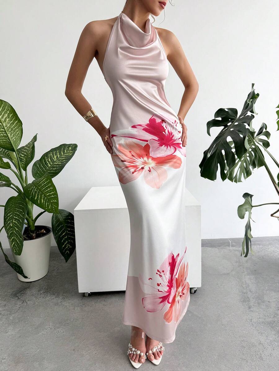 Rafferiza 夏季派对露背吊带修身鱼尾碎花优雅女装