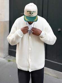 Heavens Edit ANDREILEE 秋冬男士休闲宽松通勤简约罗纹纽扣长袖针织开衫 - 米色 - 查看 3