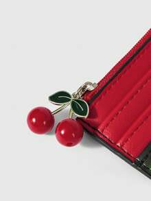 ROMWE Kawaii Cherry Print Card Holder & Coin Purse - Black red - View 3
