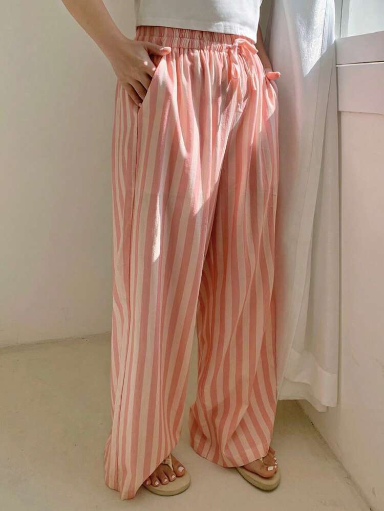 Dazy Plus Plus Size Striped Casual Pajama Bottoms