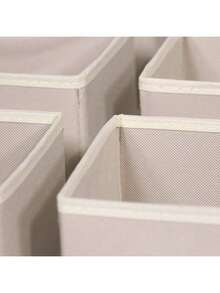 1 Piece, 6-Compartment Foldable Fabric Storage Box, Suitable For Wardrobes, Dressing Tables, Drawers, Etc. It Can Be Used To Store Clothing, Underwear, Bras, Socks, And Other Intimate Apparel. In Khaki Color, It Is Ideal For Room Decor, Home Decor, And Bedroom Decor. Perfect For Organizing. White T-Shirts, Black Pants, Women's Winter Clothing, Dresses, Elegant Women's Wear, White Shirts. - Khaki - View 4