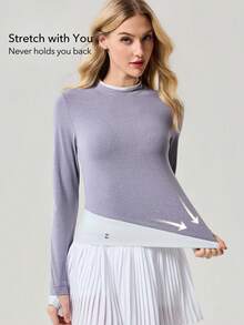 OutZeal Women Sports Tee Daily Casual Soft Layered Look Long Sleeve Active Tops - Dusty Purple - View 3