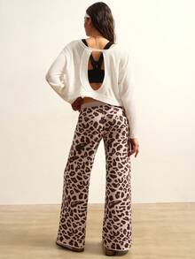 VARSIVA Pantalones deportivos anchos y sueltos con estampado de leopardo, estilo casual y elegante para mujer, otoño/invierno - Multicolor - Ver 9